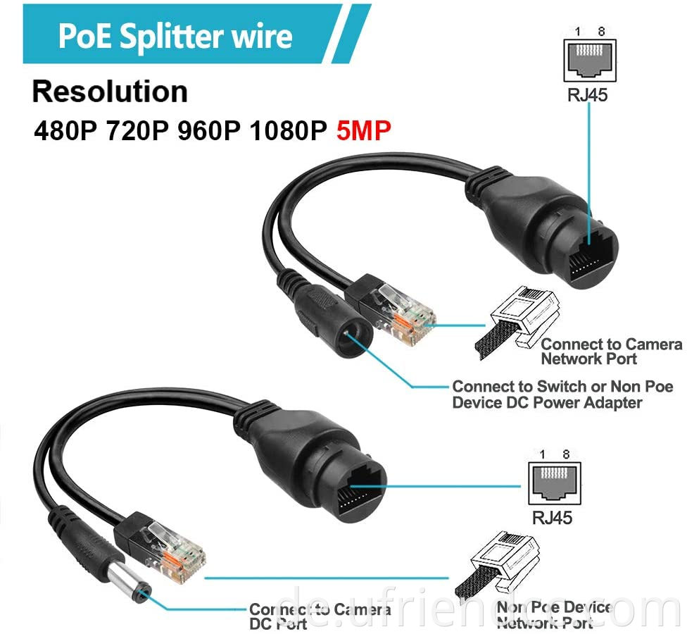 RJ45 Kamerakabel DC5.5x2.1 mm RJ45 männlicher und weiblicher Steckerkabel